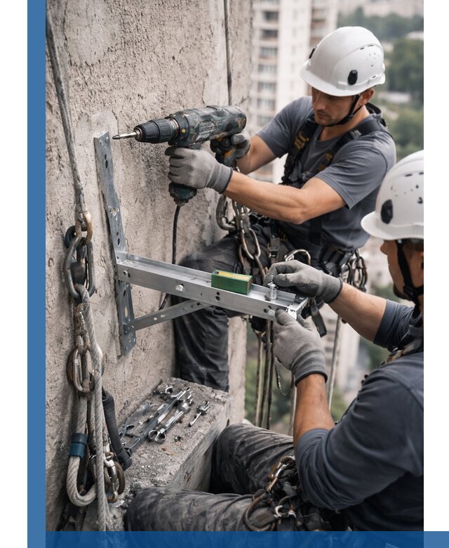 Установка кронштейнов кондиционера и крепежа в Новосибирске