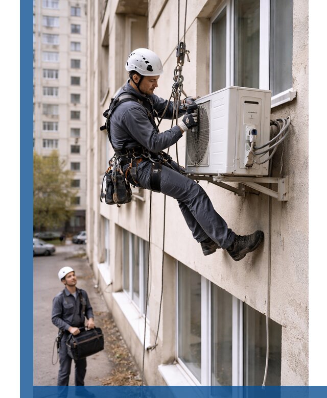 Демонтаж внешнего блока кондиционера в Новосибирске профессионально