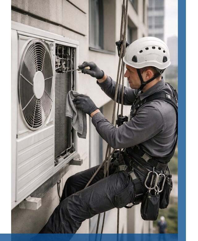 Обслуживание внешнего блока кондиционера в Новосибирске от 2745 р.ВЫСОТНИК-Нвс