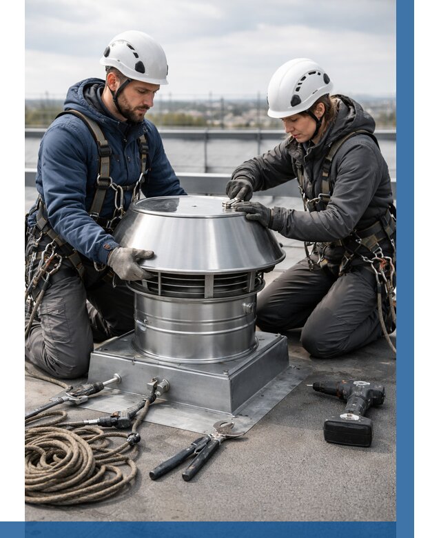 Установка дефлекторов на кровле в Новосибирске от 4575 р. | ВЫСОТНИК-Нвс