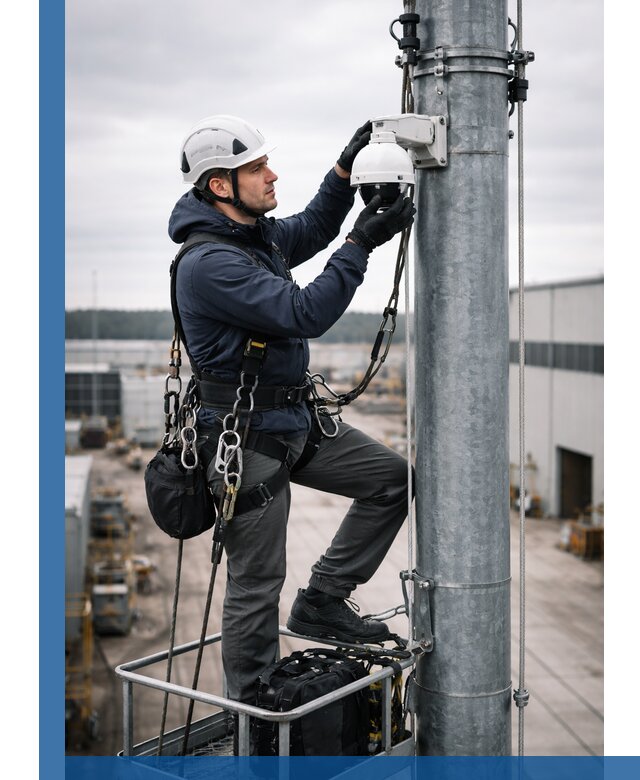 Профессиональная установка видеокамер на мачте в Новосибирске