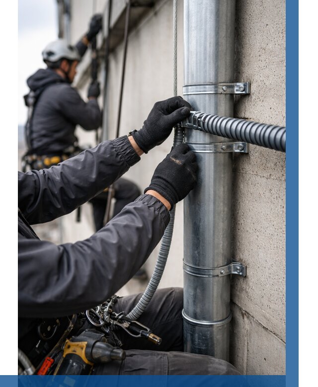 Монтаж гофры для кабеля в Новосибирске от 305 р. | ВЫСОТНИК-Нвс