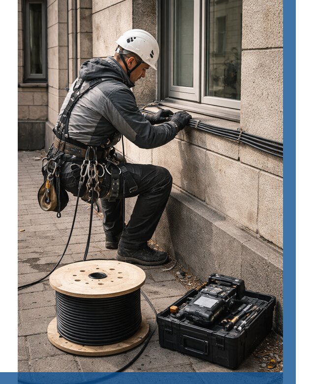 Прокладка оптоволоконного кабеля в Новосибирске от 813 р. | ВЫСОТНИК-Нвс