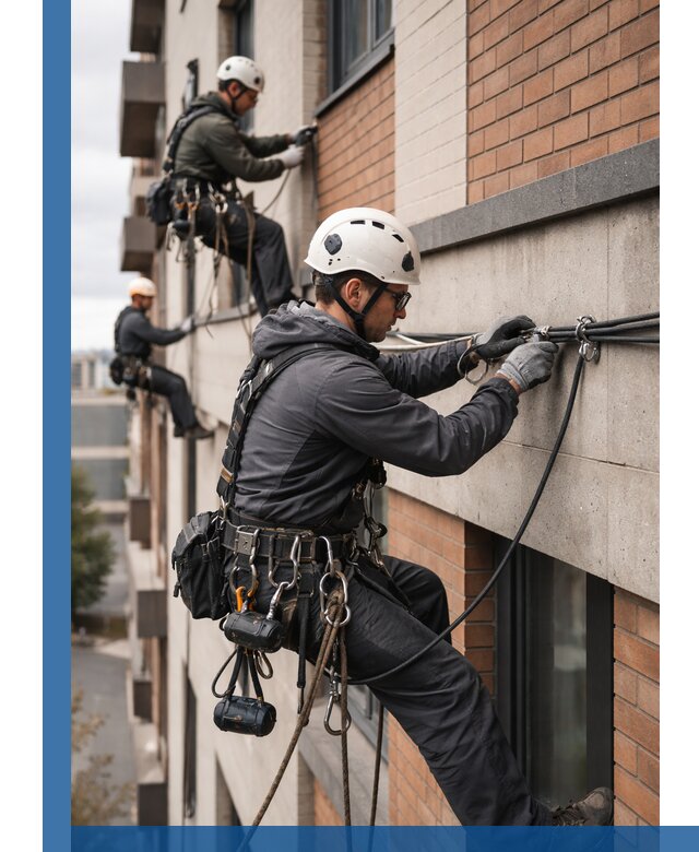 Крепление кабеля на фасаде монтаж и крепеж в Новосибирске