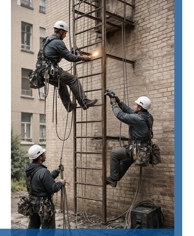 Ремонт пожарной лестницы в Новосибирске от 7625 р. | ВЫСОТНИК-Нвс