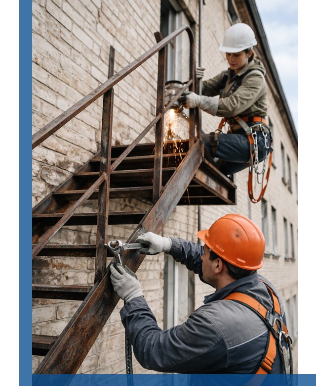 Ремонт и восстановление пожарных лестниц с выездом в Новосибирске