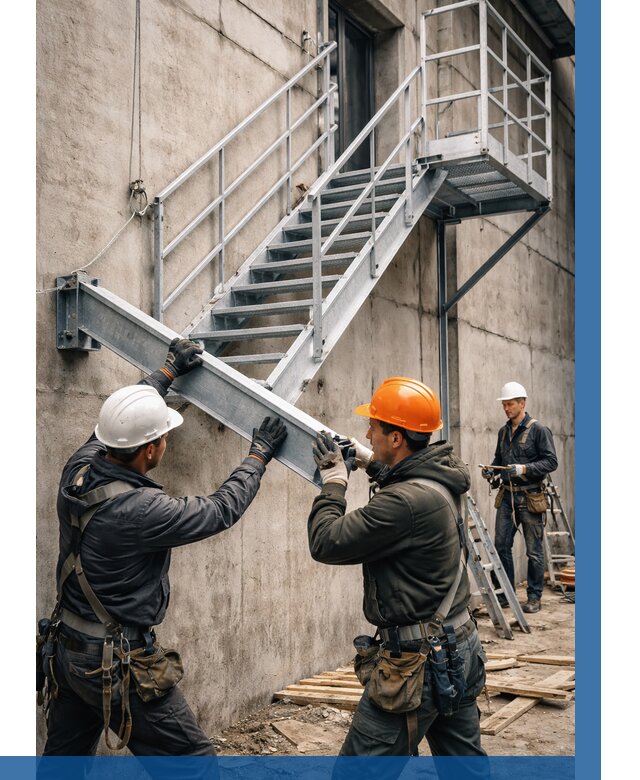 Монтаж металлических лестниц в Новосибирске от 15249 р. | ВЫСОТНИК-Нвс