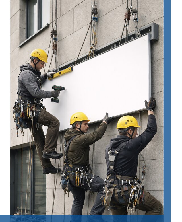 Монтаж рекламной вывески в Новосибирске от 8133 р. | ВЫСОТНИК-Нвс