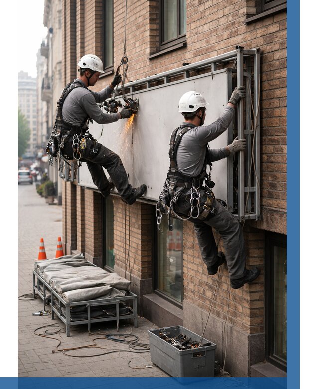 Демонтаж рекламной вывески в Новосибирске от 6608 р. | ВЫСОТНИК-Нвс