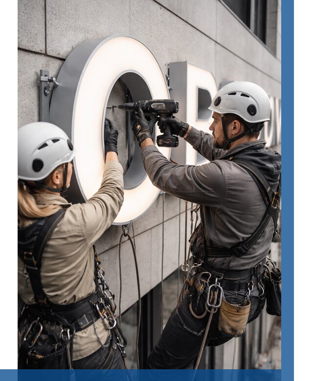 Монтаж световых букв в Новосибирске от 3050 р. под ключ ВЫСОТНИК-Нвс