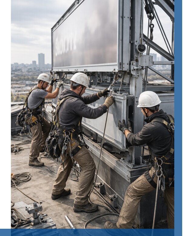 Монтаж крышной рекламной конструкции в Новосибирске от 60996 р.|ВЫСОТНИК-Нвс