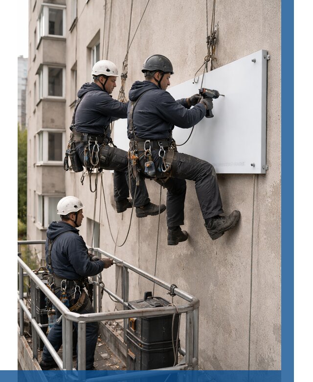 Монтаж табличек и указателей в Новосибирске от 3558 р. | ВЫСОТНИК-Нвс