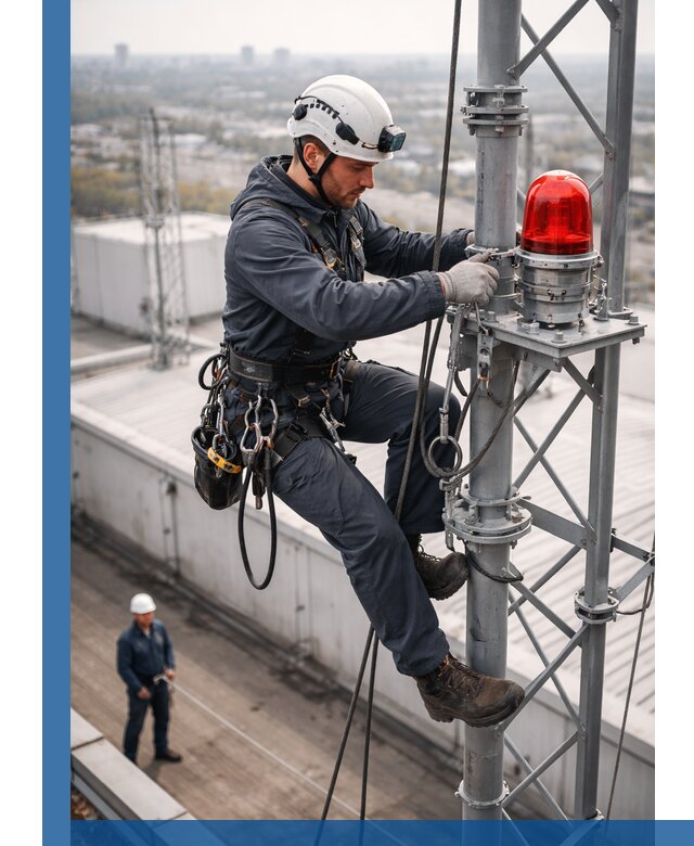 Монтаж заградительных огней и обслуживание объектов в Новосибирске