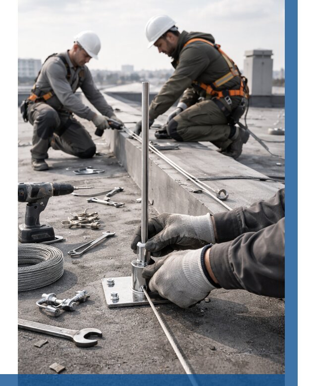 Монтаж молниезащиты на кровле в Новосибирске цена от 25415 р. | ВЫСОТНИК-Нвс