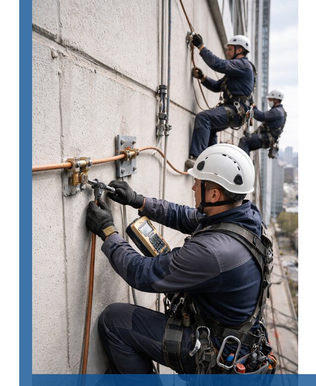 Монтаж системы заземления здания и молниезащиты в Новосибирске