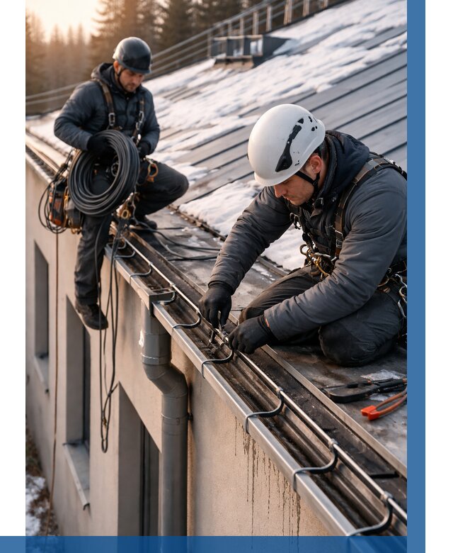 Монтаж греющего кабеля на кровле в Новосибирске от 457 р. | ВЫСОТНИК-Нвс