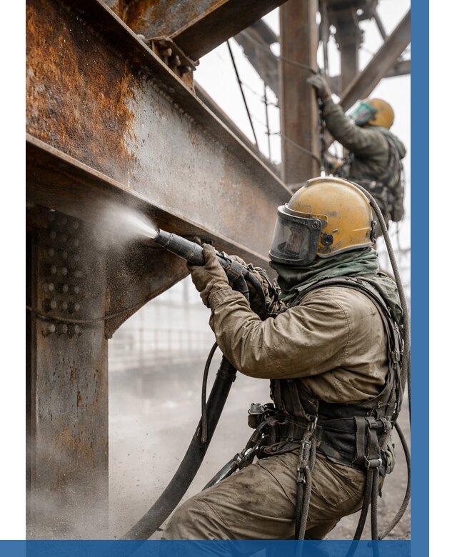 Пескоструйная очистка металлоконструкций в Новосибирске по 610 р.  ВЫСОТНИК-Нвс