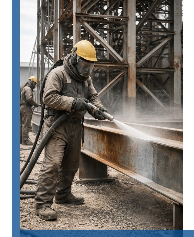 Пескоструйная очистка металлоконструкций в Новосибирске промышленная