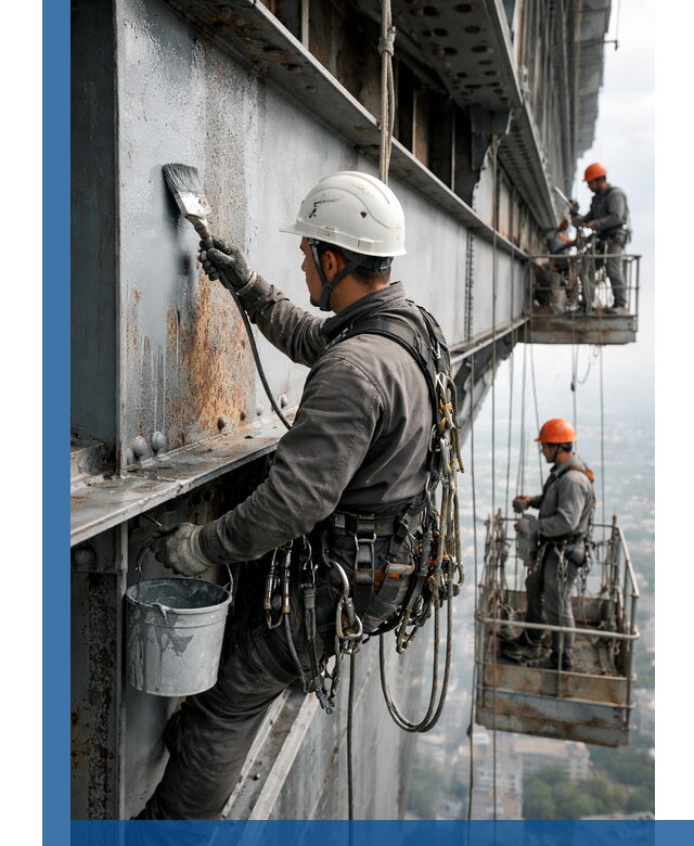 Покраска металлоконструкций на высоте в Новосибирске профессионально