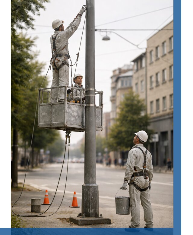 Покраска опор освещения в Новосибирске от 5083 р. | ВЫСОТНИК-Нвс