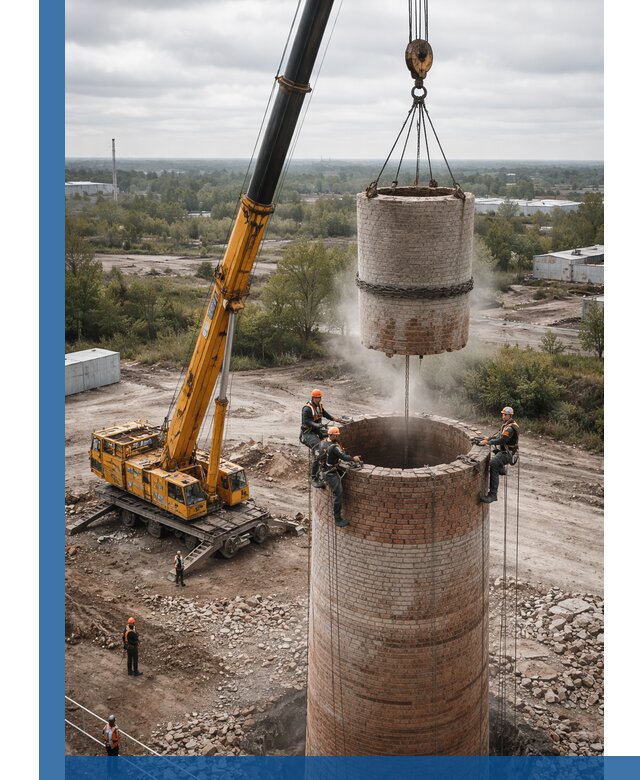 Демонтаж дымовой трубы в Новосибирске с гарантиями безопасности