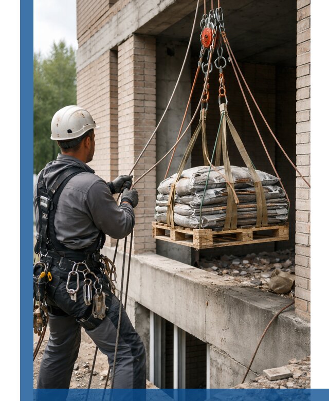 Подъем материалов на этаж веревками в Новосибирске оперативно