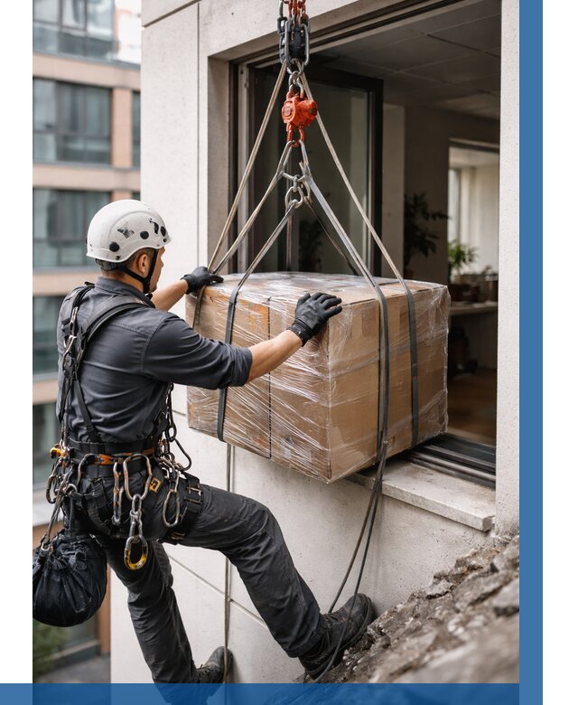 Подъем груза через окно в Новосибирске от 4575 р. | ВЫСОТНИК-Нвс