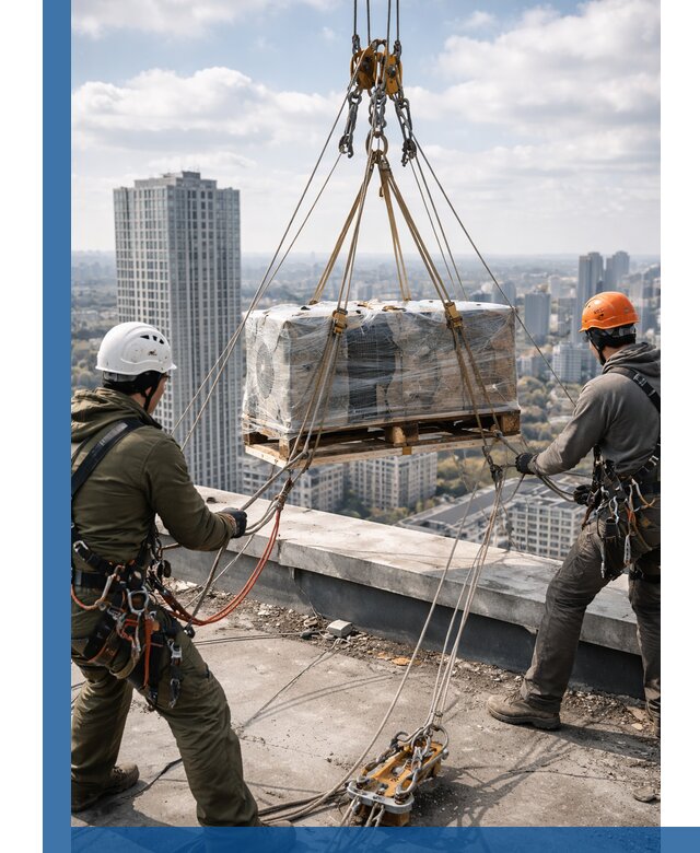 Подъем и монтаж крупногабаритных грузов на крышу в Новосибирске