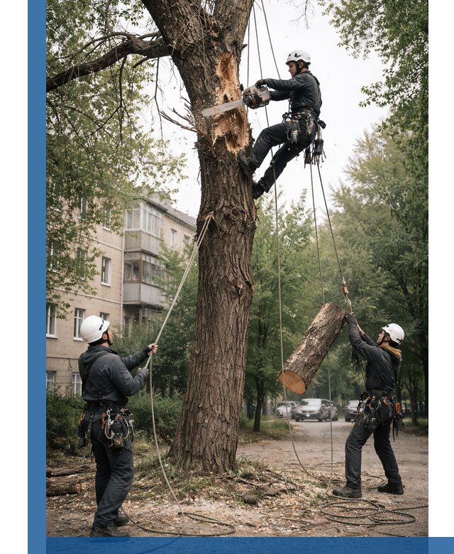 Срочное удаление аварийных деревьев в Новосибирске с гарантией безопасности
