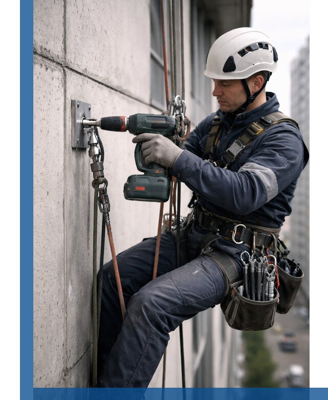 Установка анкерных точек для высотных работ в Новосибирске