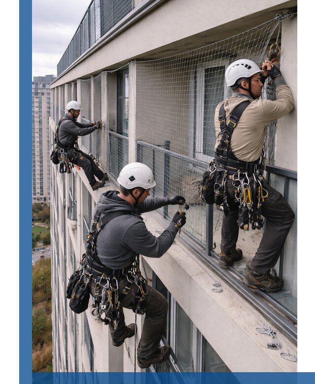 Профессиональный монтаж защитной сетки от птиц в Новосибирске