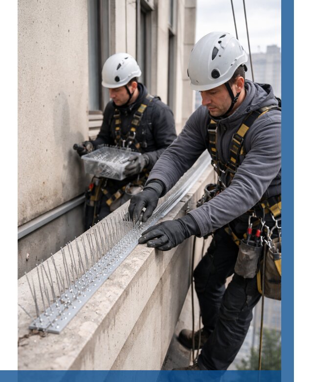 Установка шипов от птиц в Новосибирске от 864 р. | ВЫСОТНИК-Нвс